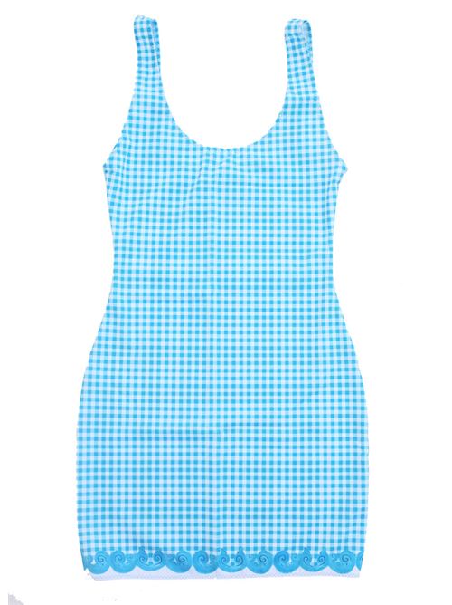 Mini beach dress with vichy and majolica print La Dolce Vista x Mané Capri | MINIVESTITOVICHYAZZURRO